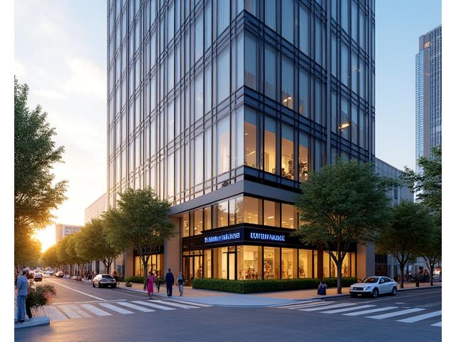 Facade of a modern, inviting office building in downtown Austin, TX, with Power Loom Health signage. Sunny day, professional atmosphere.