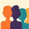Icon representing a community forum with speech bubbles and diverse user avatars